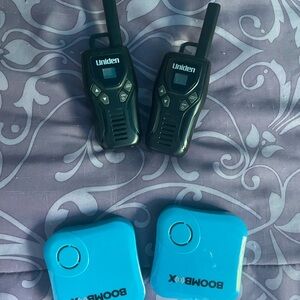 Uniden Black Walkie Talkies with Blue BoomBox Speakers